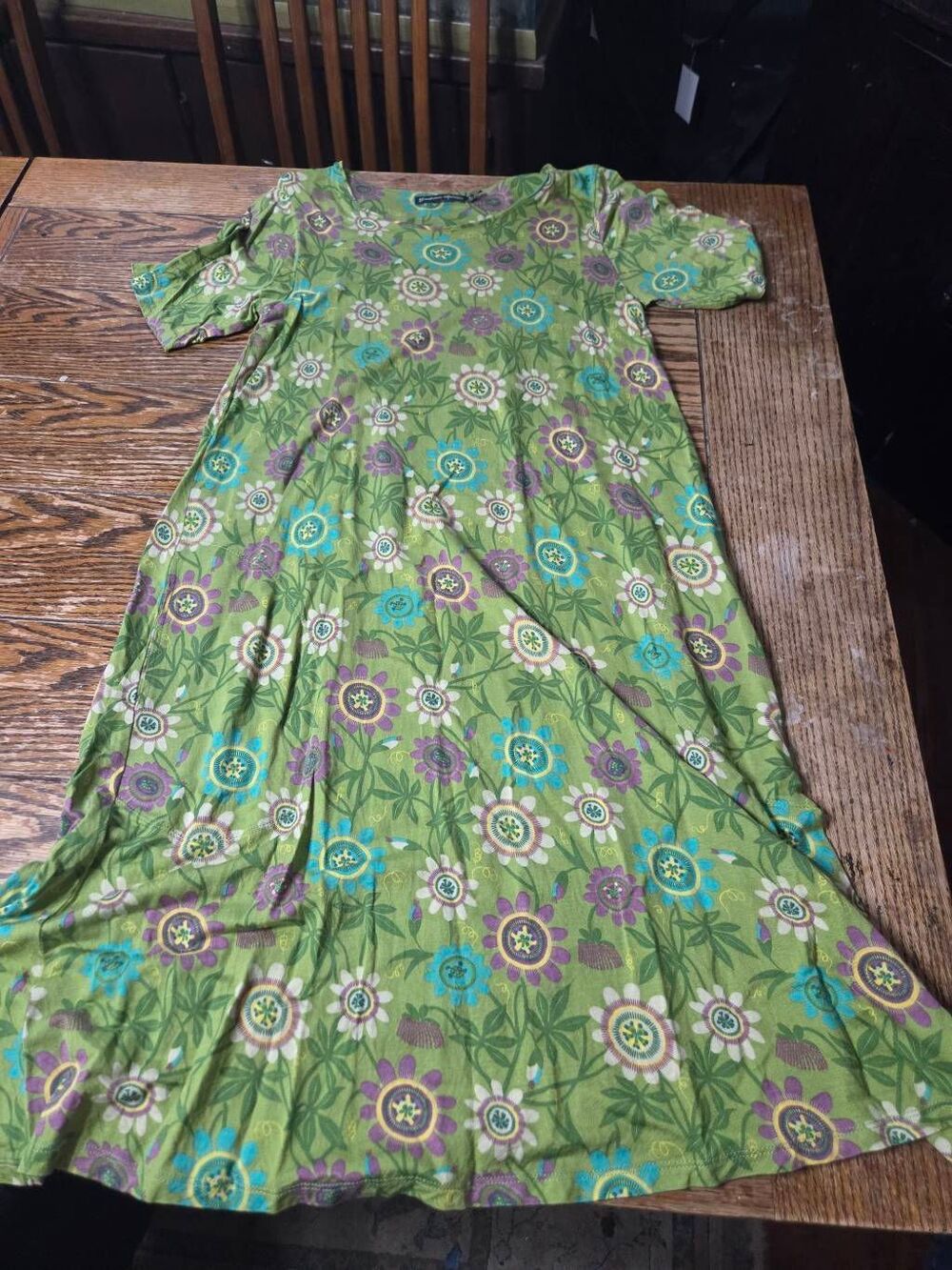 Gudrun Sjoden green multi color floral modal dress sz Small